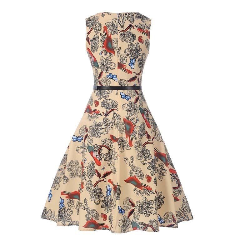 krátké šaty retro vintage 50´s 60´s cream ptáčci 