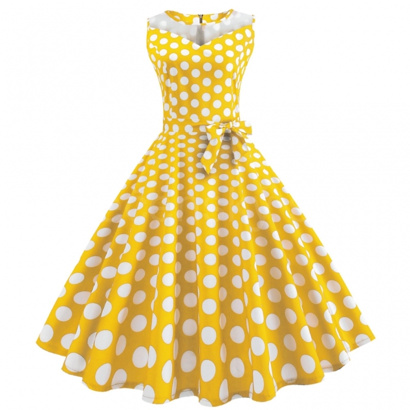 krátké šaty retro puntíkované vintage 50´s 60´s žluté
