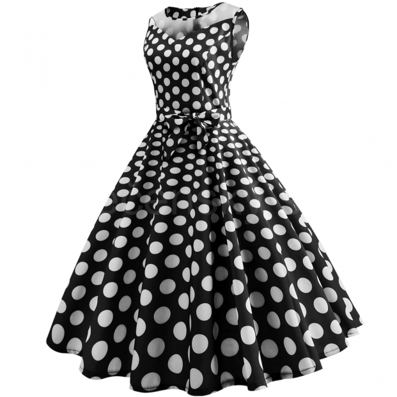 krátké šaty retro puntíkované vintage 50´s 60´s černá