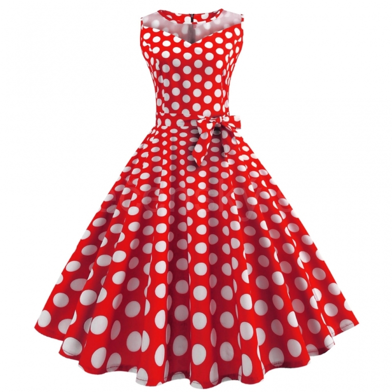 krátké šaty retro puntíkované vintage 50´s 60´s červená