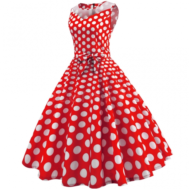 krátké šaty retro puntíkované vintage 50´s 60´s červená