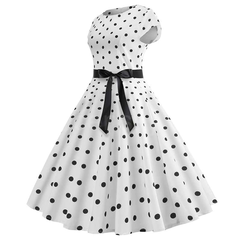 krátké šaty retro  vintage 50´s 60´s s krátkým rukávem bílé puntíček