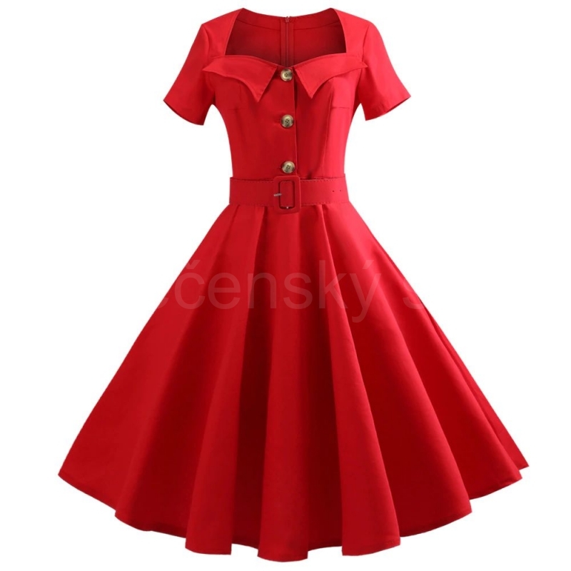 krátké šaty s rukávy retro  vintage 50´s 60´s červené
