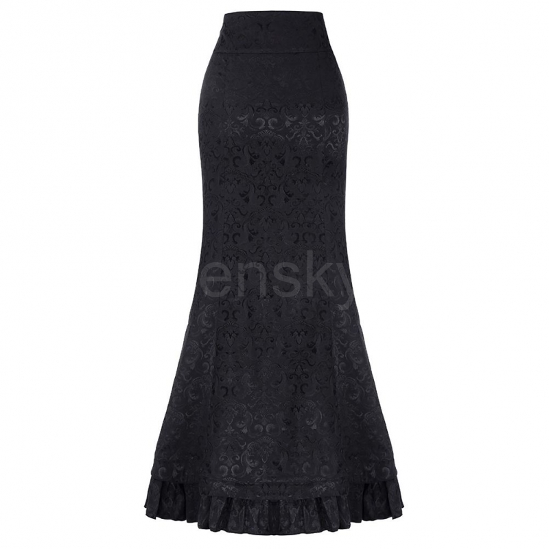brokátová sukně goth úzká společenská na ples černá