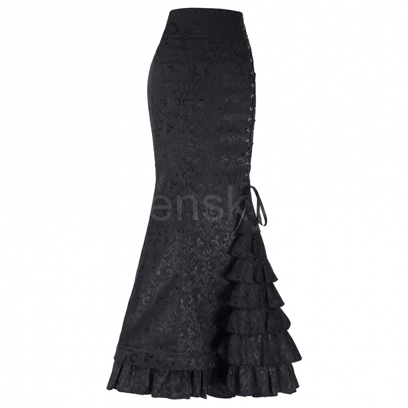 brokátová sukně goth úzká společenská na ples černá