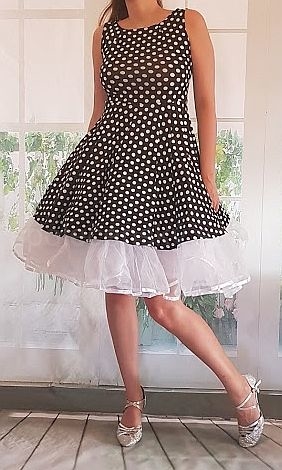 krátké bílé rockabilly šaty černobílé  50´s 60 ´s retro puntíkované 