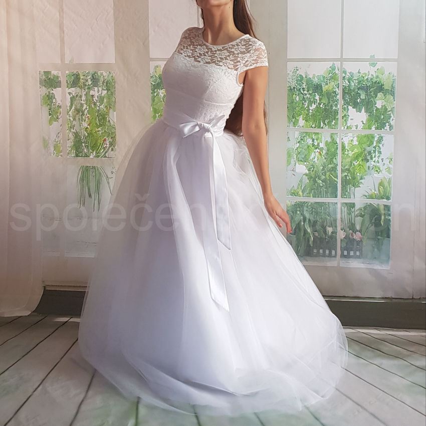 Dvoudílné svatební šaty krajkové se sundavací sukní