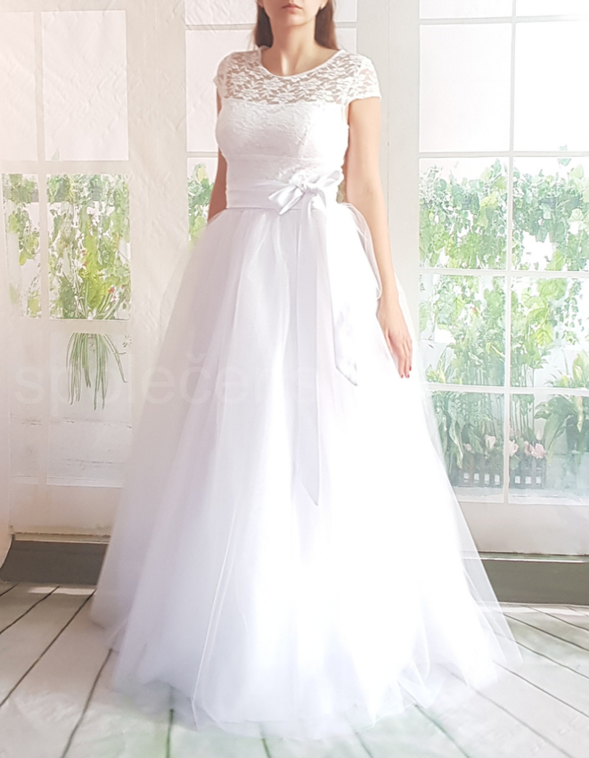 Dvoudílné svatební šaty krajkové se sundavací sukní