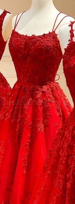 Červené plesové večerní krajkové šaty