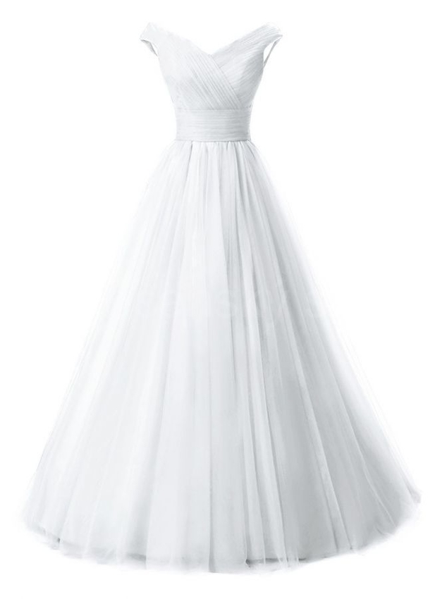 bílé tylové svatební šaty spadlá ramínka