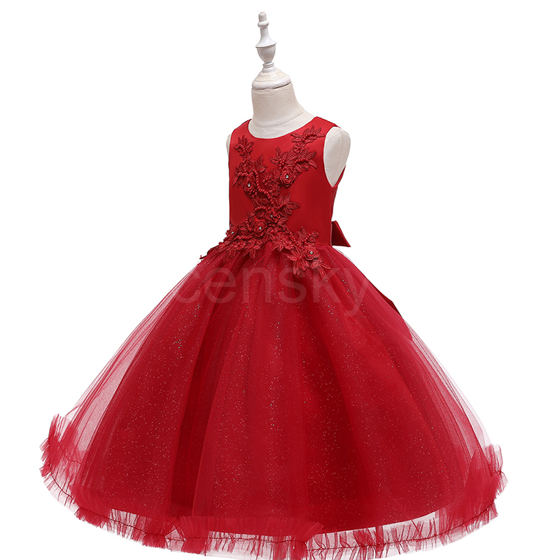 červené  luxusní šaty pro malou družičku Nela  