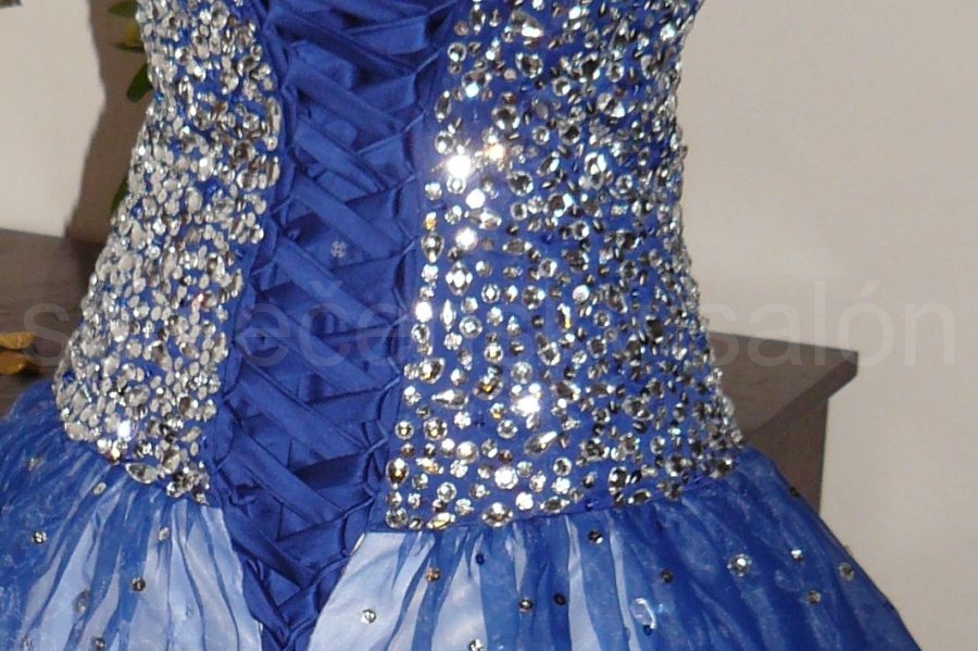 Irena plesové šaty modré s kameny