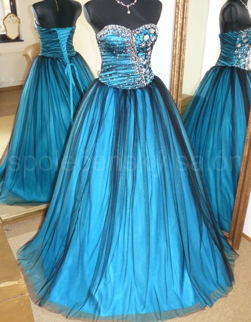 modro černé plesové šaty kolekce Yvettey