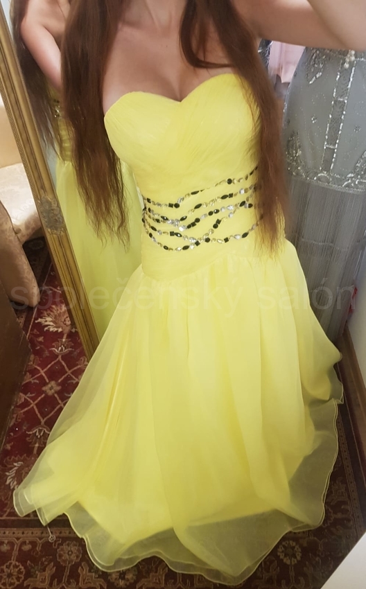 plesové šaty na maturitní ples žluté Yvettey
